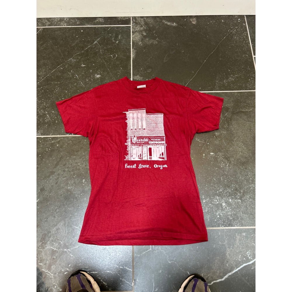 Vintage Hanes Fifty-Fifty Forest Grove Oregon T Shirt Red Graphic Tee Mens L
